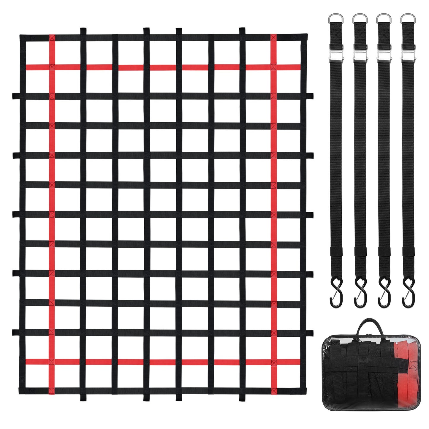 Cargo Net Heavy Duty Cargo Net 96" x 72" justerbara spännen och S-krokar