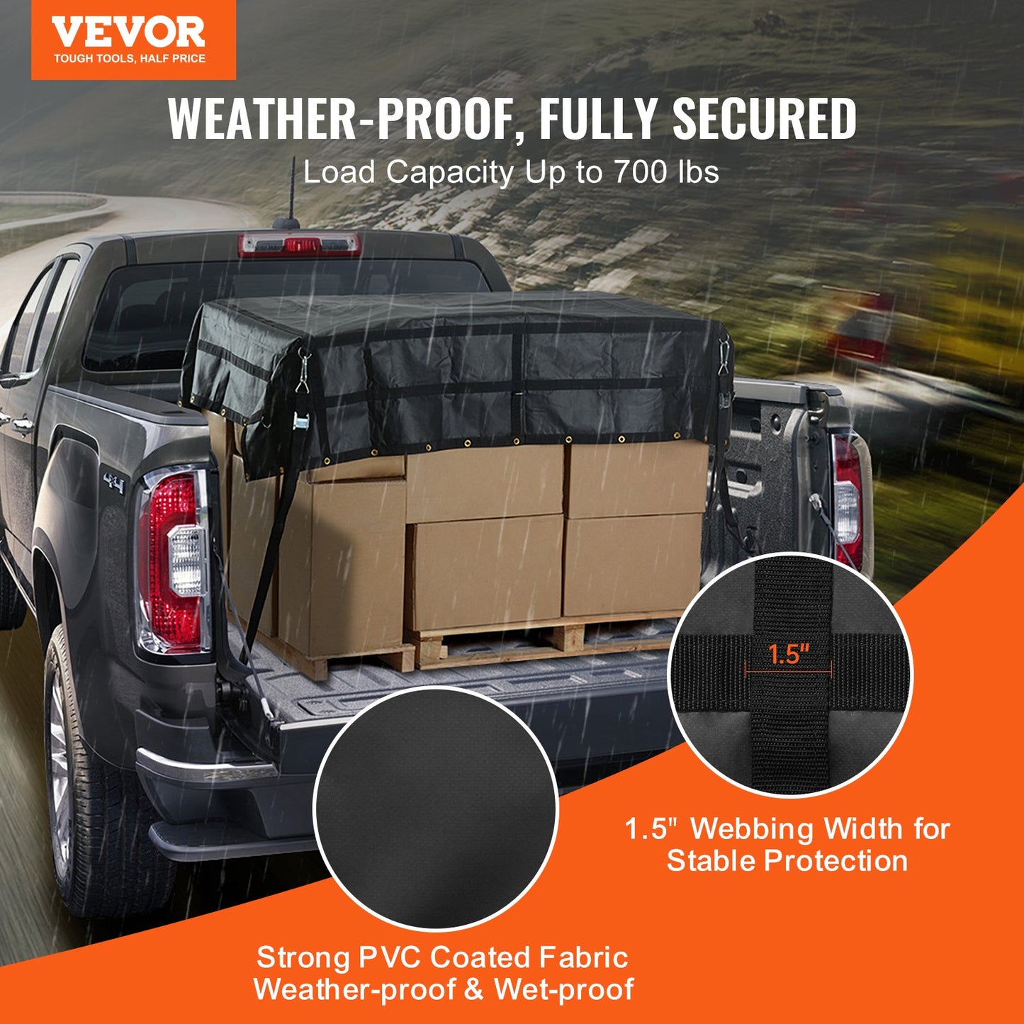 Cargo Net Heavy Duty Cargo Net 96" x 81" Adjustable Buckles and S-Hooks