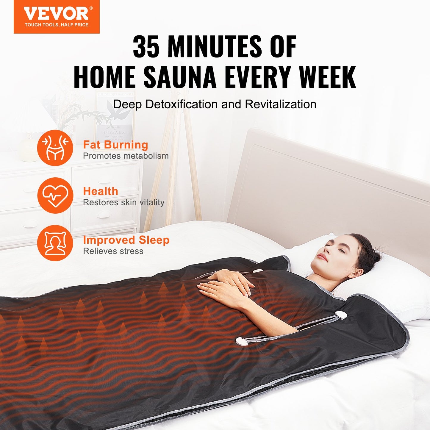 Sauna Blanket Far Infrared Heating with Armhole for Detox Oxford 75x35in