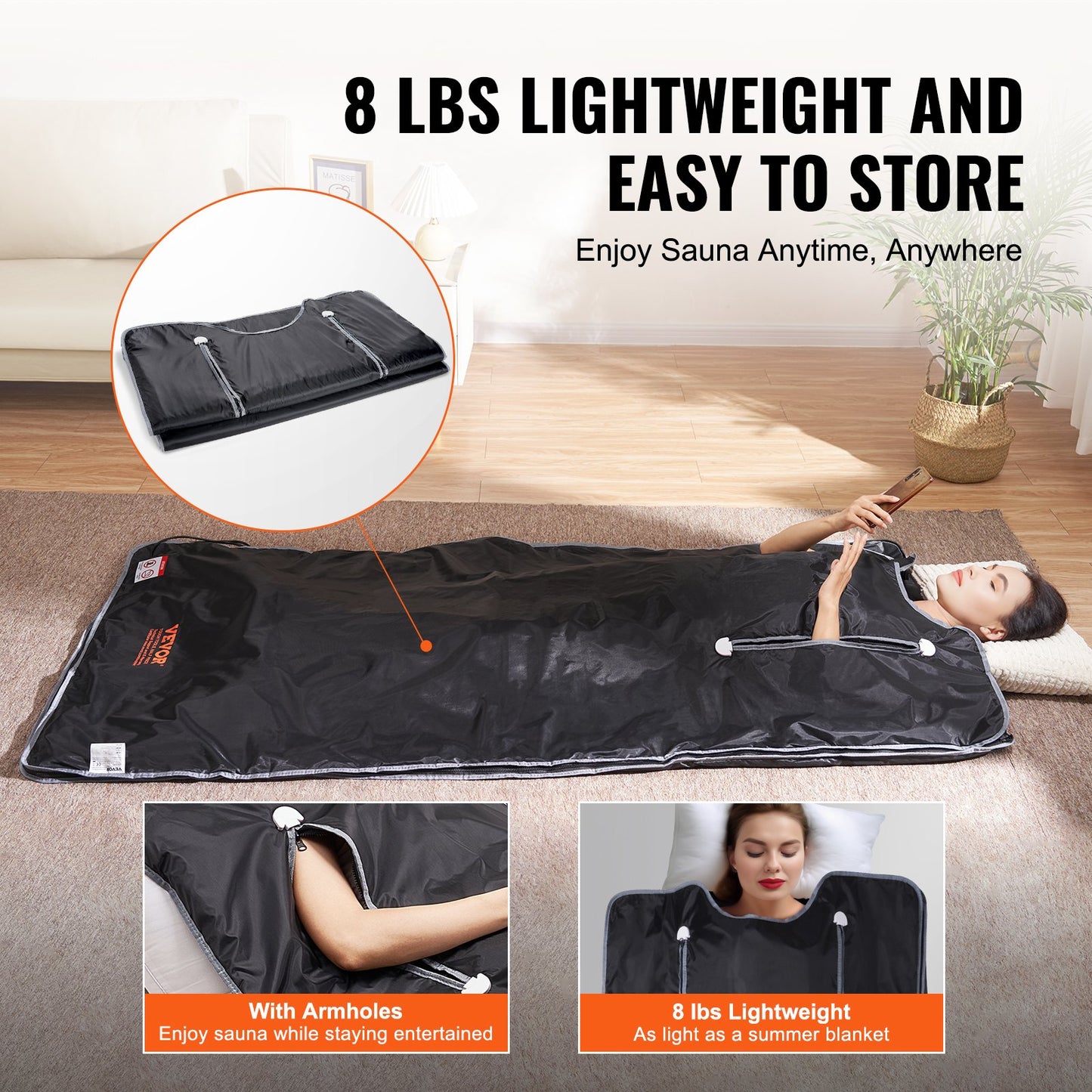 Sauna Blanket Far Infrared Heating with Armhole for Detox Oxford 75x35in