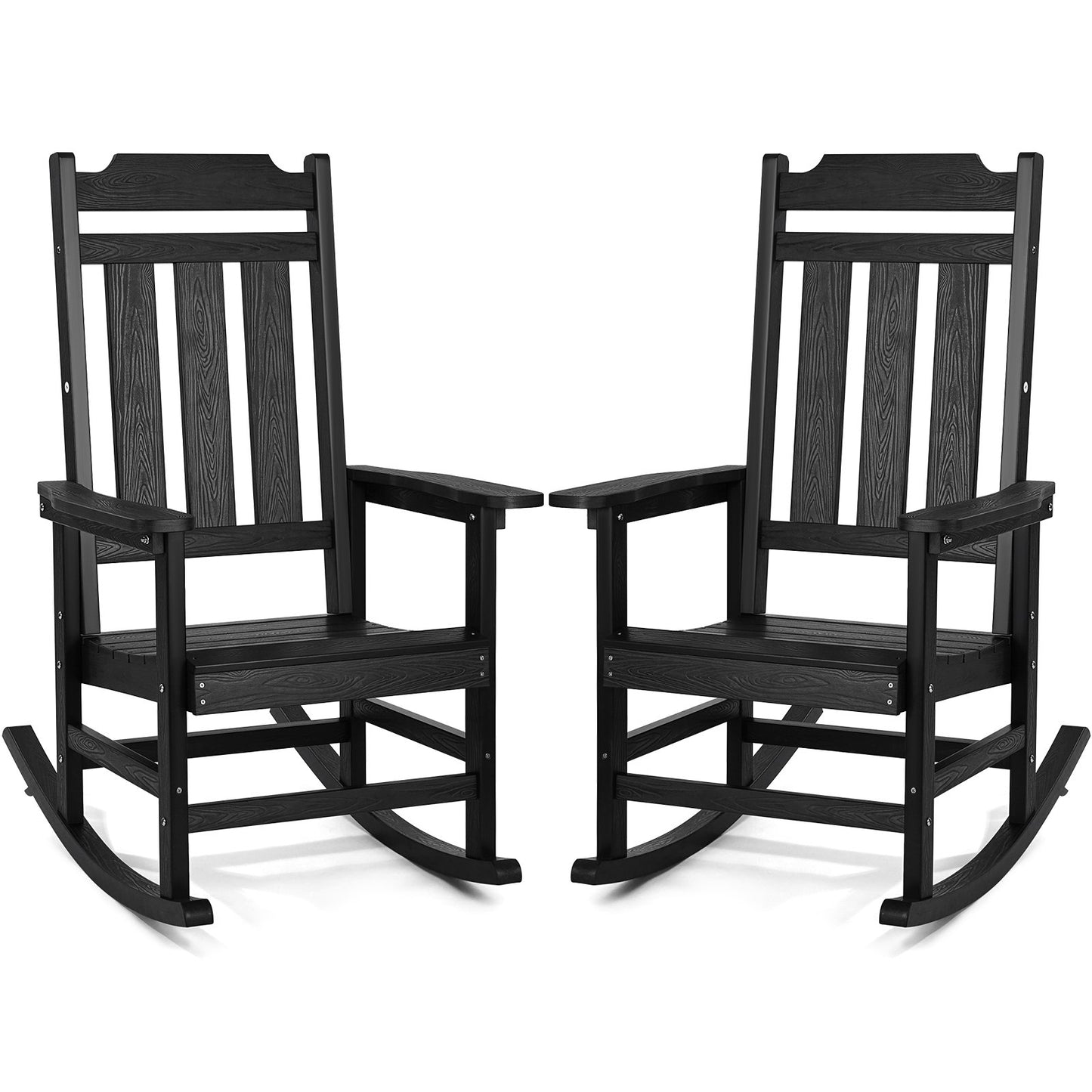 Porch Rocker HIPS Outdoor Rocking Chair High Back 2 pcs 400 lbs Weight