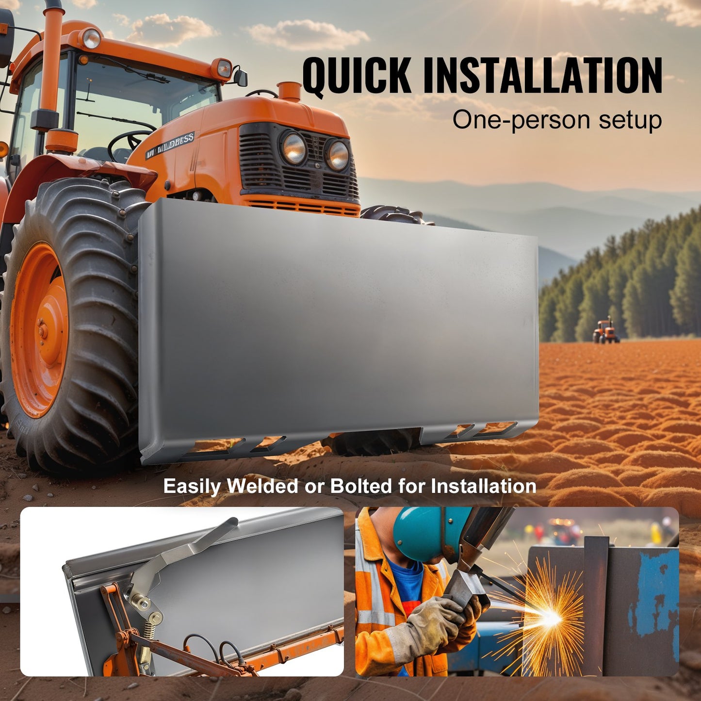 3/8" Skid Steer fästplatta Universal monteringsplatta för Kubota Bobcat