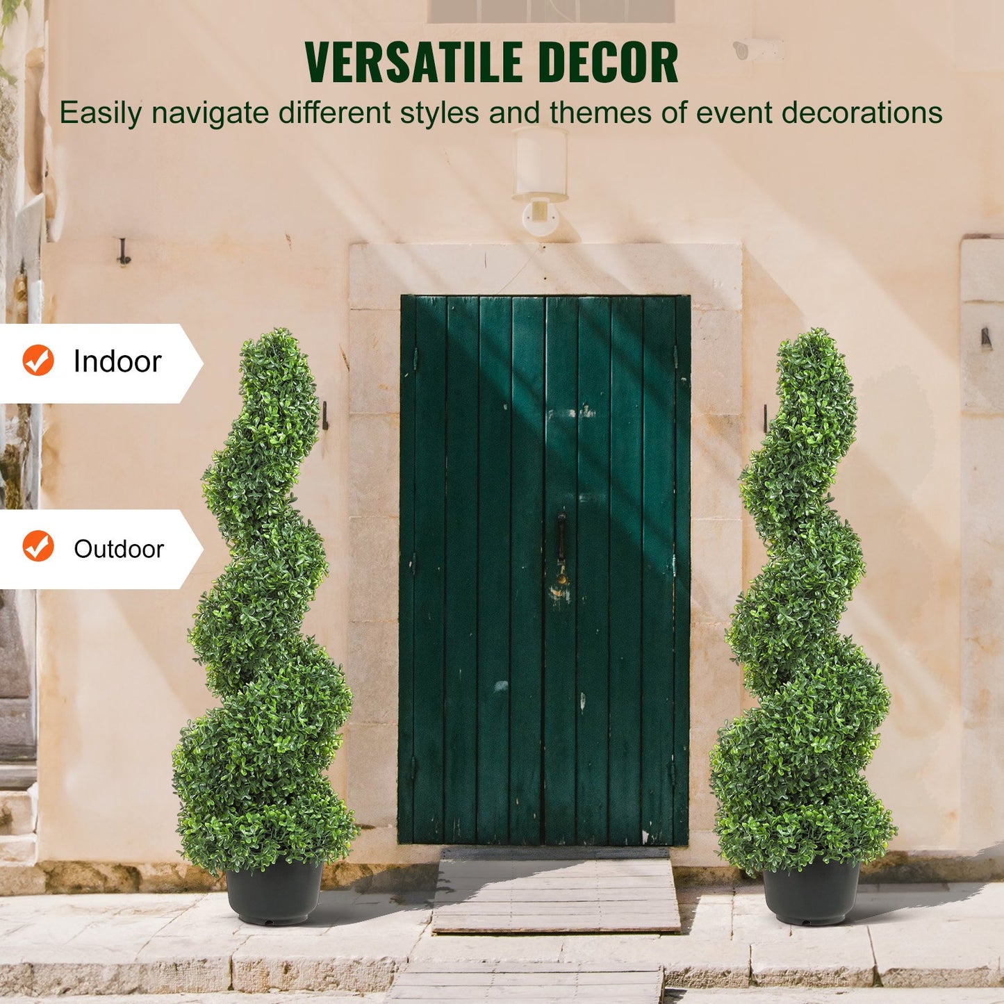 Artificial Topiaries Boxwood Trees, 3 Feet Tall (2 Pieces) Faux Topiaries Outdoor, Year-Round Green Feaux Plant with Replaceable Leaves for Indoor/Outdoor/Garden Decorative