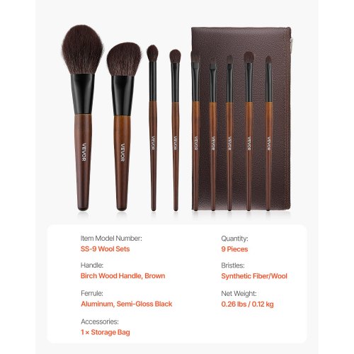9-teiliges Make-up-Pinselset für Foundation, Lidschatten und weiche Pinsel