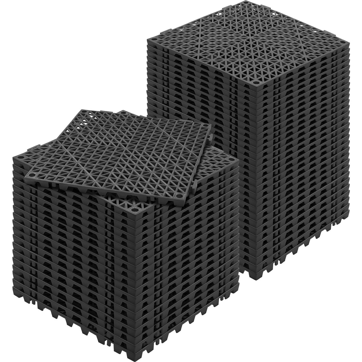 Modular Interlocking Kudde, 50 Pack 30 x 30 cm Skarvning Dräneringsmattor, Mjuk PVC Interlocking Dräneringsgolvplattor, Halkfritt dräneringshål för toalett, badrum, kök, pool, våtområde, svart