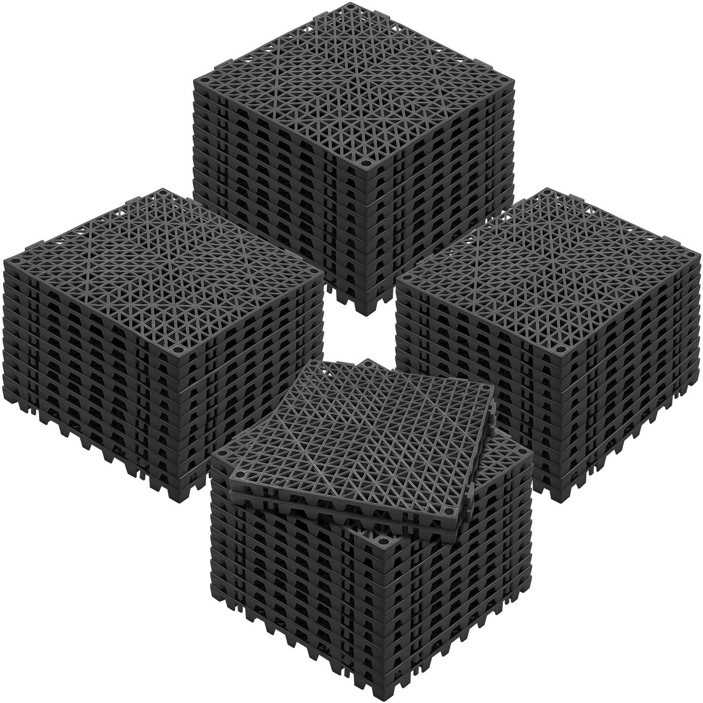 Modular Interlocking Kudde, 50 Pack 30 x 30 cm Skarvning Dräneringsmattor, Mjuk PVC Interlocking Dräneringsgolvplattor, Halkfritt dräneringshål för toalett, badrum, kök, pool, våtområde, svart