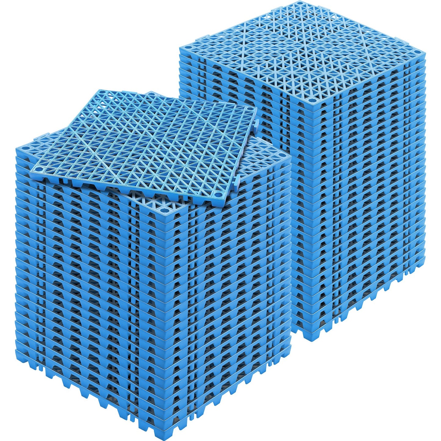 Modular Interlocking Pad, 55 Pack 30 x 30 cm Splice Drainage Mats, Soft PVC Interlocking Drainage Floor Tiles, Non-Slip Drainage Holes for Toilet, Bathroom, Kitchen, Pool, Wet Area, Blue