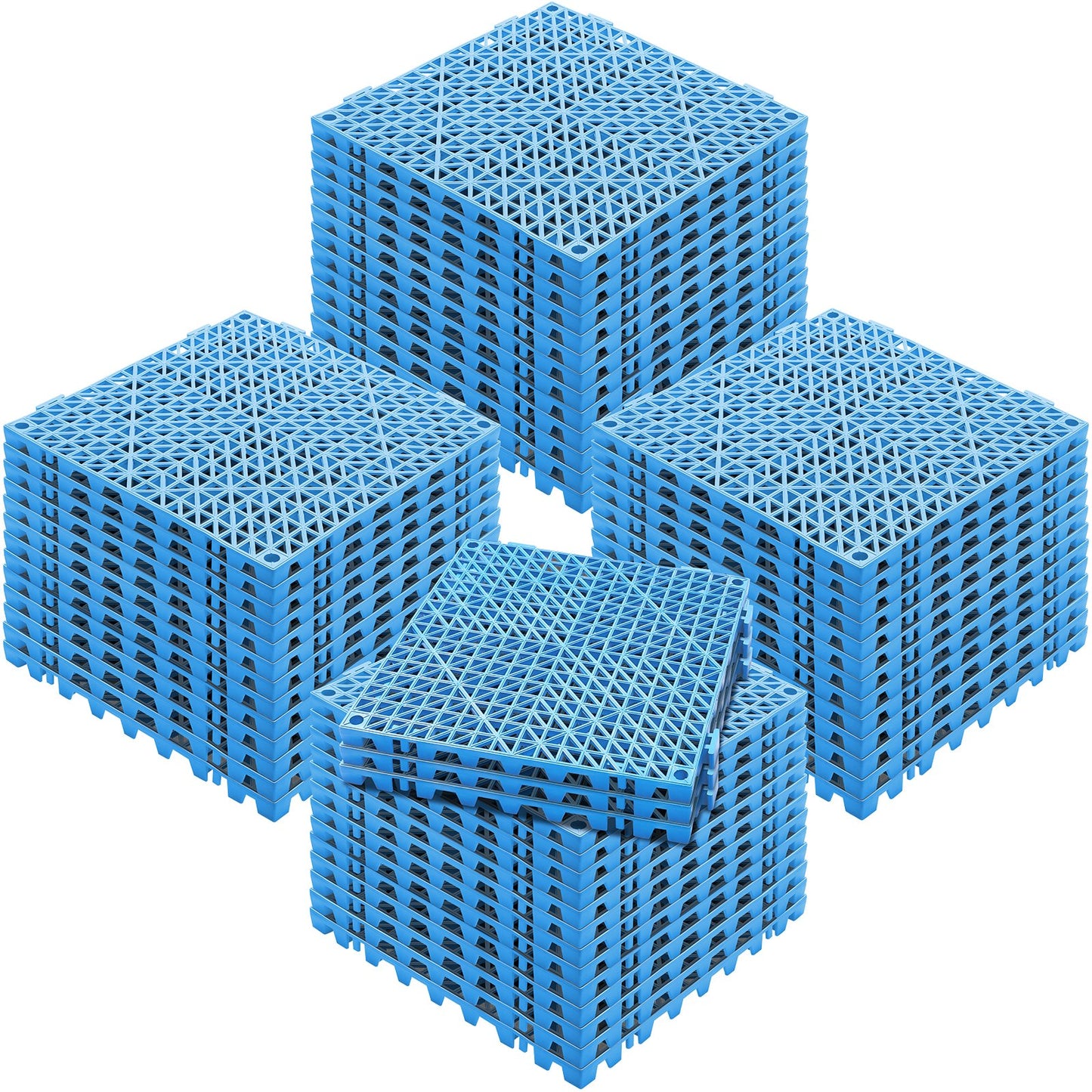 Modular Interlocking Pad, 55 Pack 30 x 30 cm Splice Drainage Mats, Soft PVC Interlocking Drainage Floor Tiles, Non-Slip Drainage Holes for Toilet, Bathroom, Kitchen, Pool, Wet Area, Blue