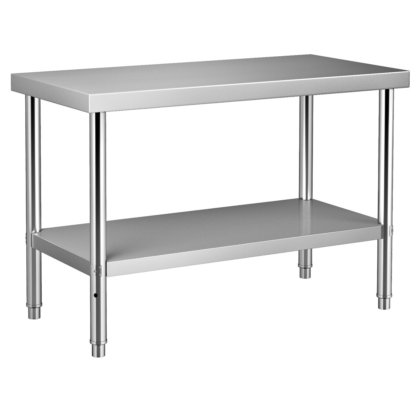Edelstahl-Vorbereitungstisch, 48 x 30 x 34 Zoll, 550 lbs Tragkraft, robuster Metall-Arbeitstisch mit verstellbarer unterer Ablage, gewerbliche Arbeitsstation für Küche, Restaurant, Garage, Hinterhof