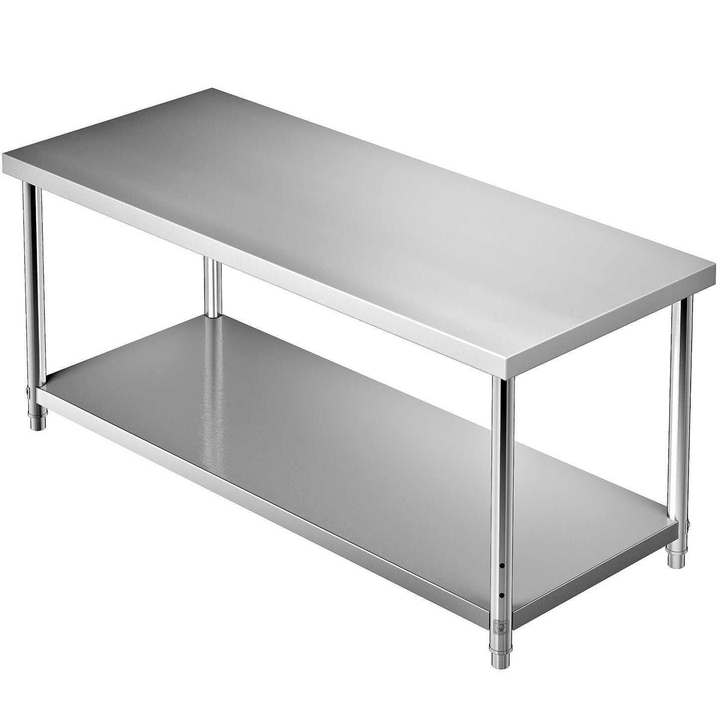 Förberedelsebord i rostfritt stål, 72 x 30 x 34 tum, 550 lbs Lastkapacitet Tungt arbetsbord i metall med justerbar underhylla, kommersiell arbetsstation för kök Restaurang Garage Bakgård