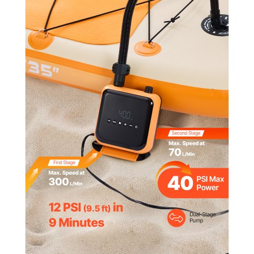 Paddleboard-Pumpe, 40 PSI, SUP-Luftpumpe mit automatischer Abschaltung für Schlauchboote