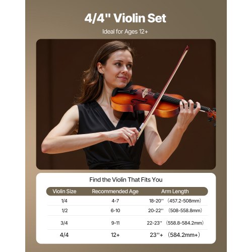Violin set 355 mm for beginners with case in brown raisin | EU