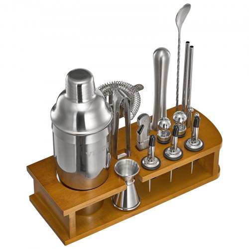 Cocktail Shaker Set 18 Pieces Bartender Kit Stainless Steel Bar Tools Silver | EU