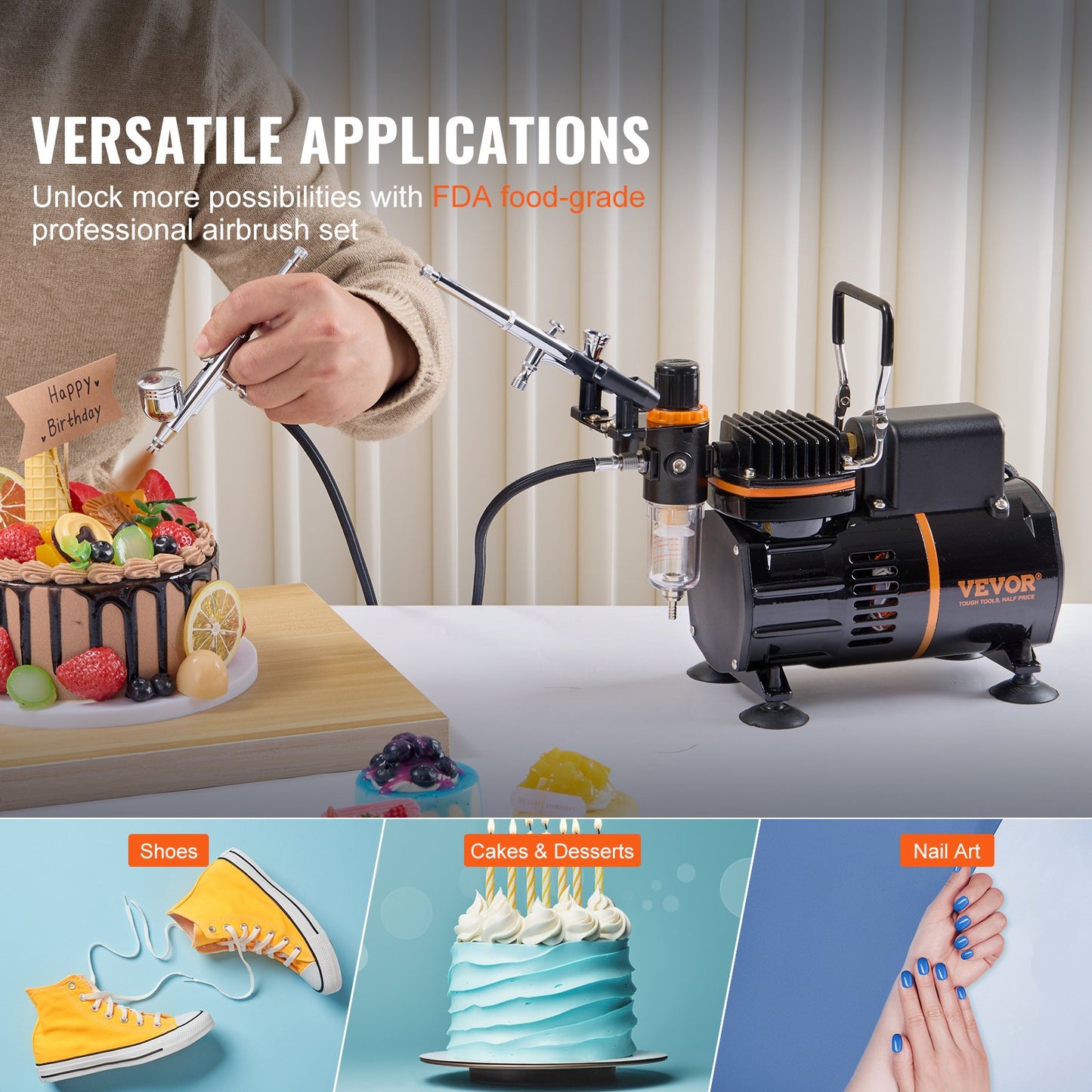Airbrush Kit Double Fan Air Compressor Airbrushing System Kit 3 Airbrushes