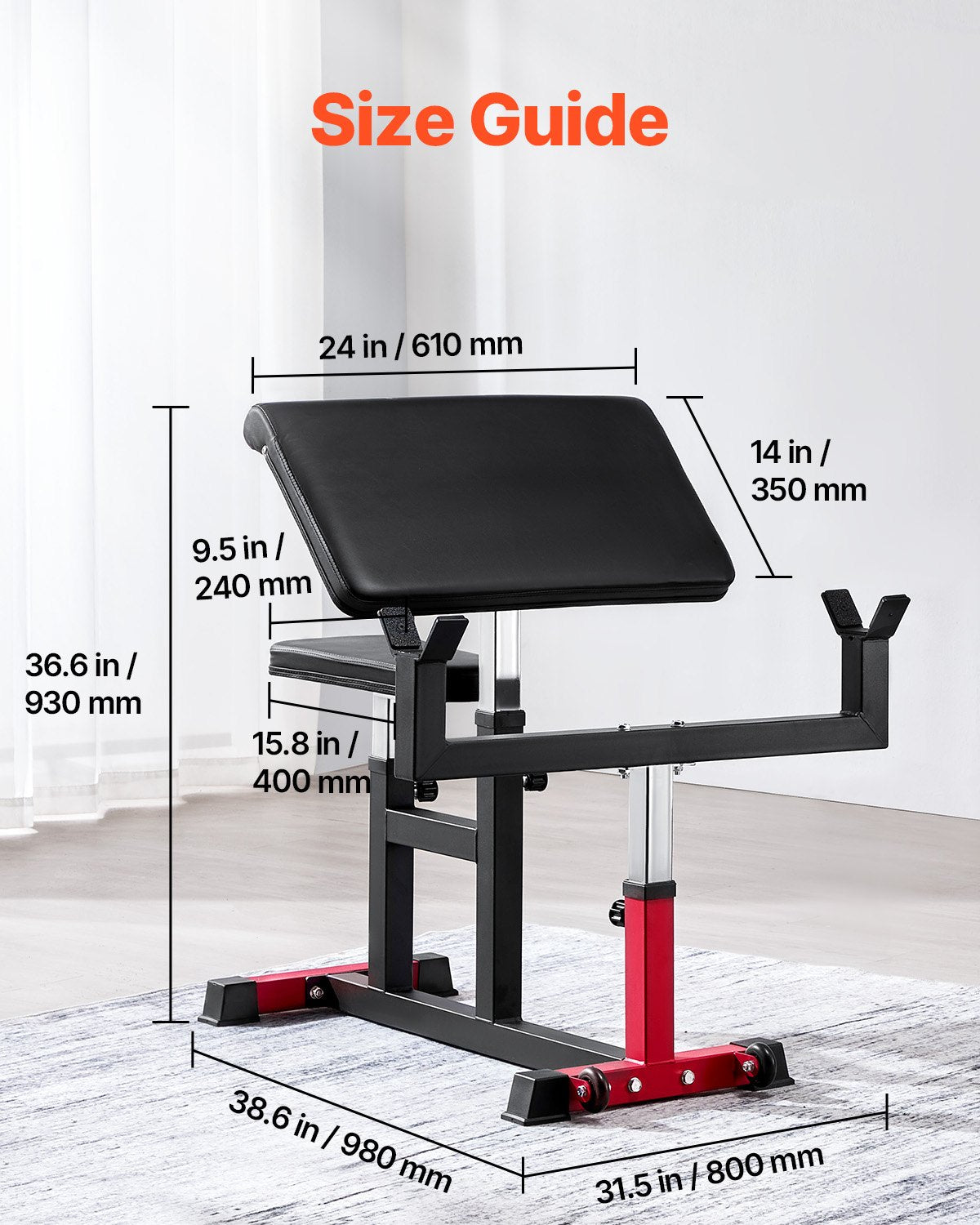 Preacher Curl Bench Justerbar Hemgym Biceps Maskin Skivstång Utrustning