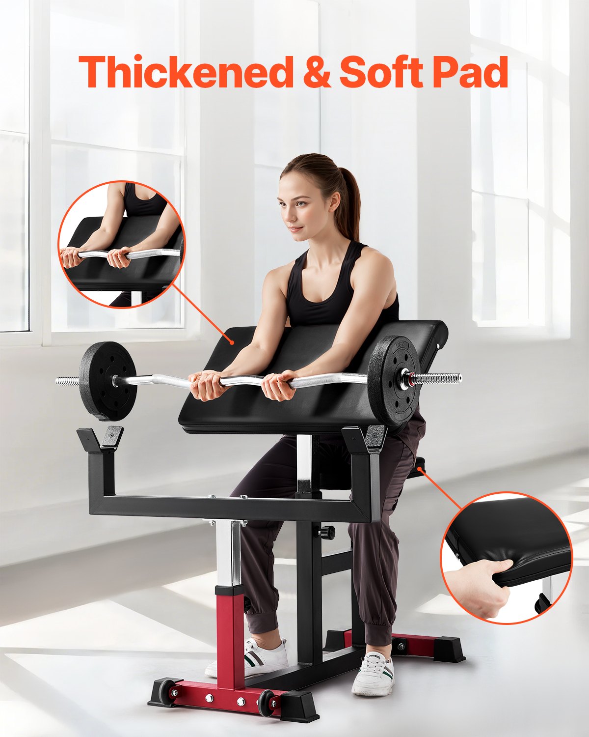 Preacher Curl Bench Justerbar Hemgym Biceps Maskin Skivstång Utrustning