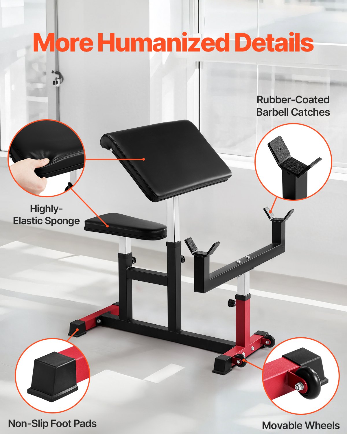 Preacher Curl Bench Justerbar Hemgym Biceps Maskin Skivstång Utrustning