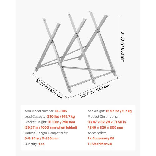 Sågbock Arbetsbock Kraftig 145 kg Bärkapacitet för Träbearbetning | EU