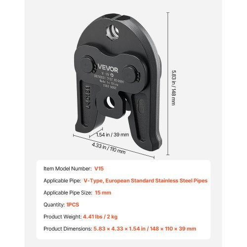 V15 Pressback, 15 mm pressback för V-formade rostfria stålrör, höghållfasta pressbackar i karburerat stål, kompatibel med standardpressverktyg | EU