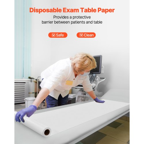 Medicinskt undersökningsbordspapper 21" x 125ft Engångsrullar av crêpebarriär | EU