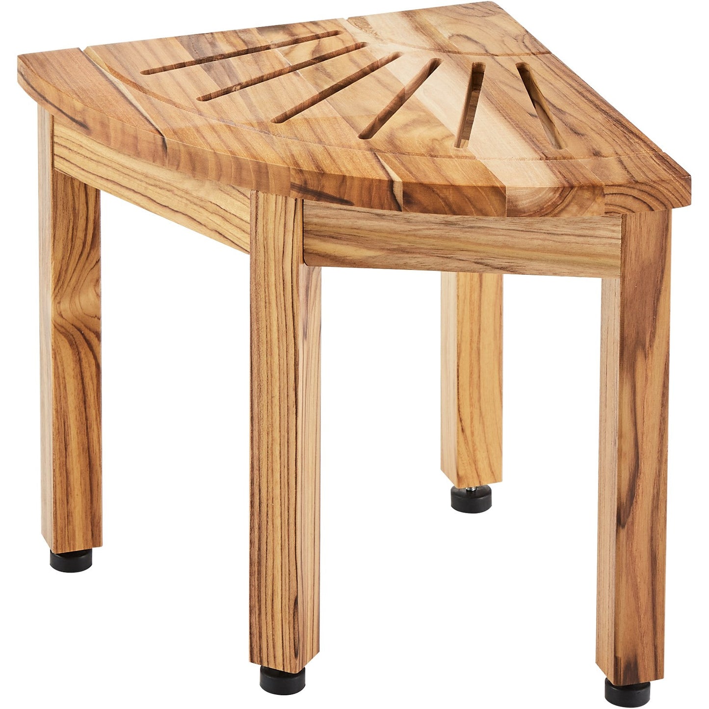 Hörnduschbänk i teak, 12,4 tum höjd 11,5 tum radie, 100 % teak hörnduschstrand, mögelbeständig, 300 LBS med förvaringshylla, duschpall för in- och utedusch, för badrum