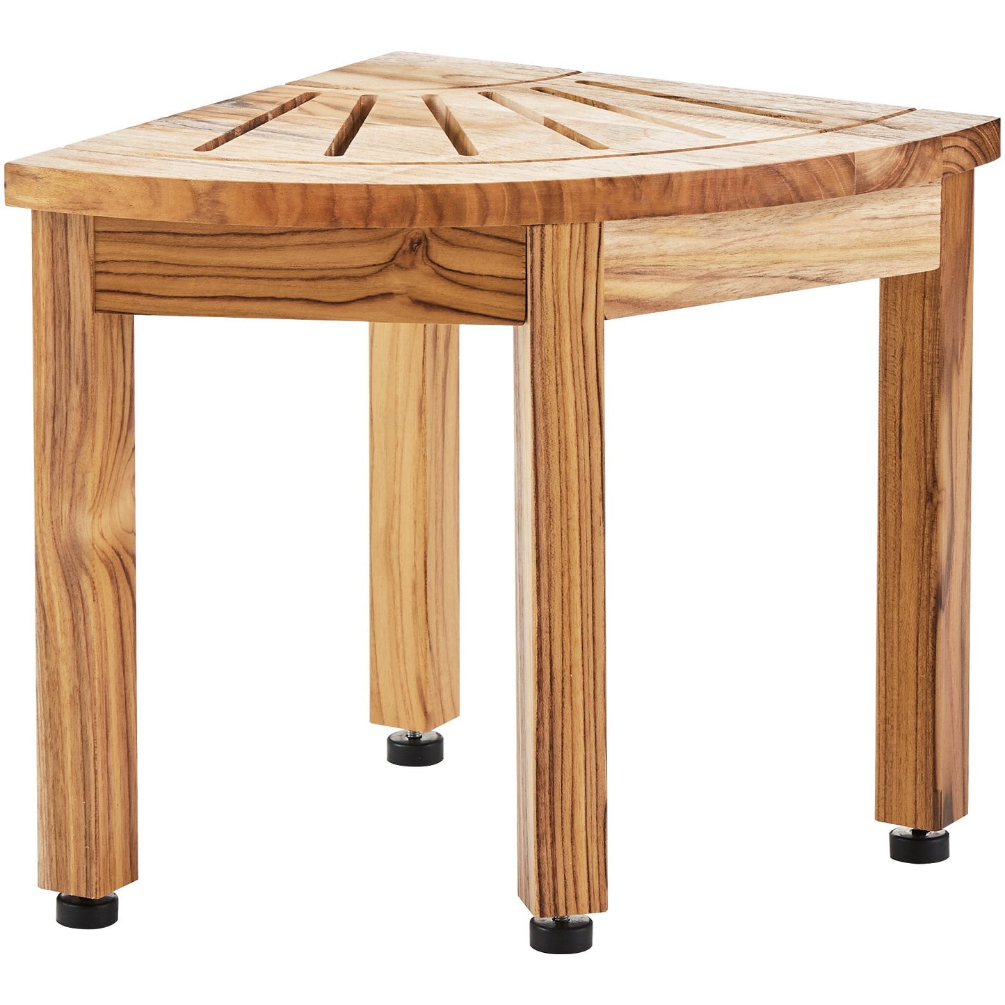 Hörnduschbänk i teak, 12,4 tum höjd 11,5 tum radie, 100 % teak hörnduschstrand, mögelbeständig, 300 LBS med förvaringshylla, duschpall för in- och utedusch, för badrum