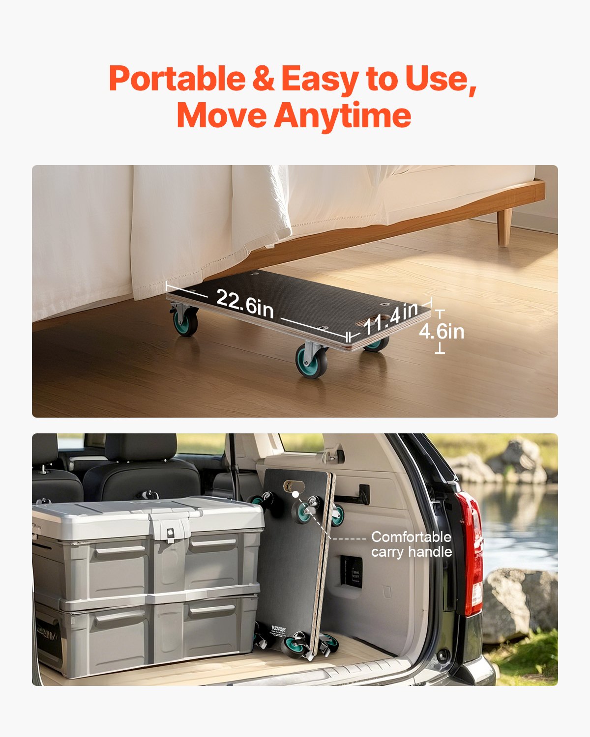 Möbelwagen, 248 kg, Möbeltransportwagen mit 4 leisen TPR-Rädern