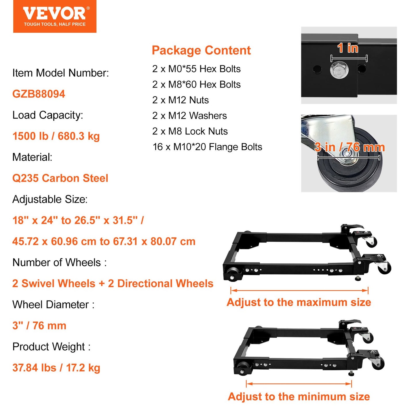 Mobile Base Heavy Duty Universal Stand 1500 lb Kapacitet för verktygsmaskiner