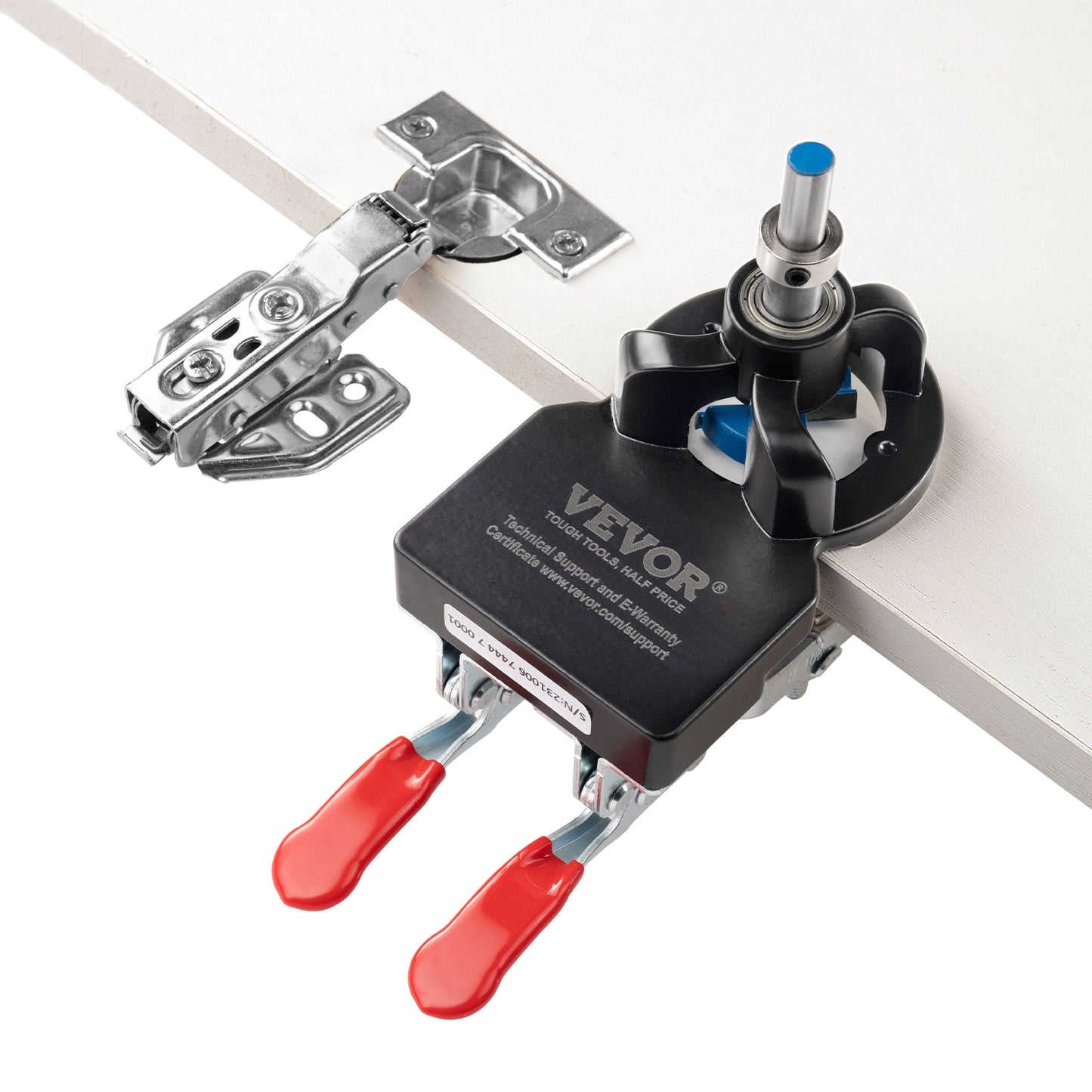 35 mm Dold Dörr Gångjärn Jig, Aluminiumlegering Skåp Gångjärn Jig, Exakt låsning Dubbla Clamp Fixering Gångjärn Borr Jig med tillbehör, Träbearbetningsverktyg för dörrar Skåp Gångjärn Montering