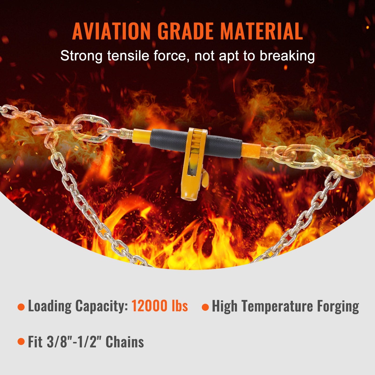 Spärrkedjebindare, 3/8"-1/2" Heavy Duty lastbindare, med G80-krokar 12000 lbs Säker lastgräns, arbetsbesparande antisladdhandtag, bindning av dragkedjebindare för lastbilssläp med flak, 4 st.