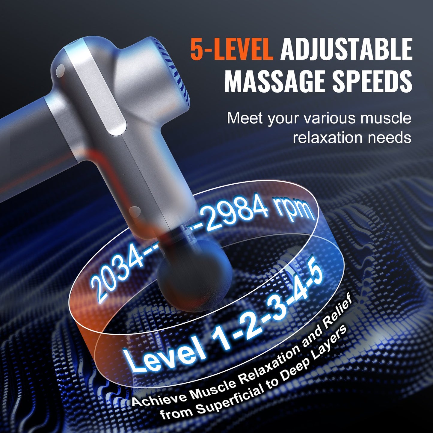 Massage Gun Deep Tissue Percussion Muscle Massager med 5 hastigheter 6 huvuden