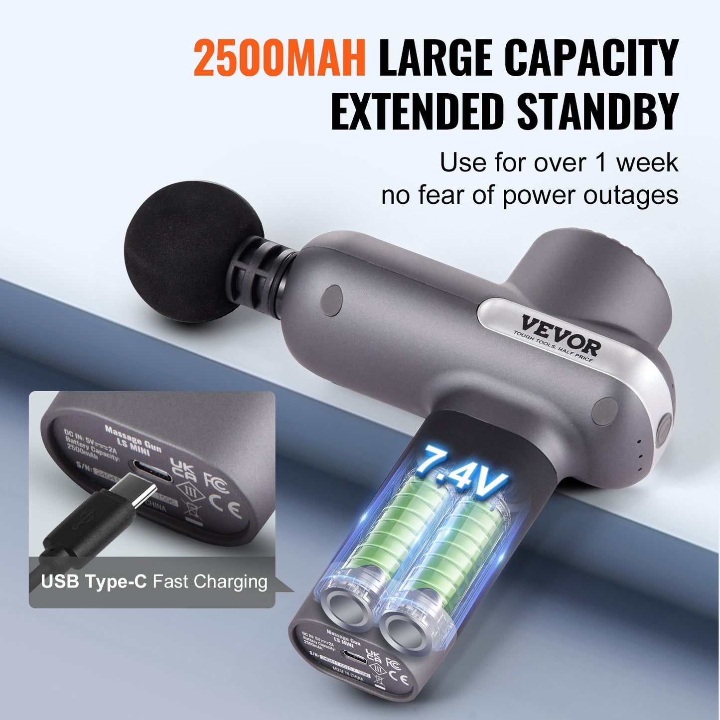 Massage Gun Deep Tissue Percussion Muscle Massager med 5 hastigheter 6 huvuden