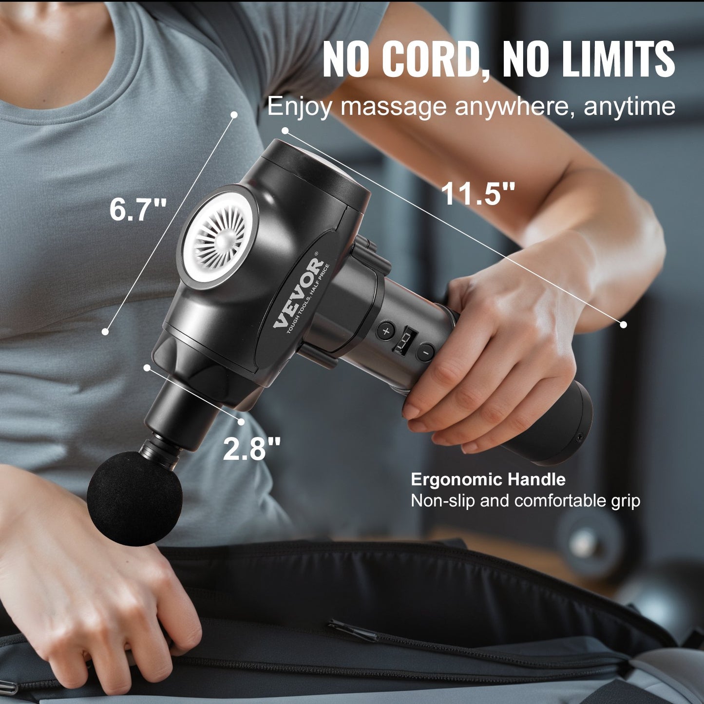 Massage Gun Deep Tissue Percussion Muscle Massager med 9 hastigheter 6 huvuden