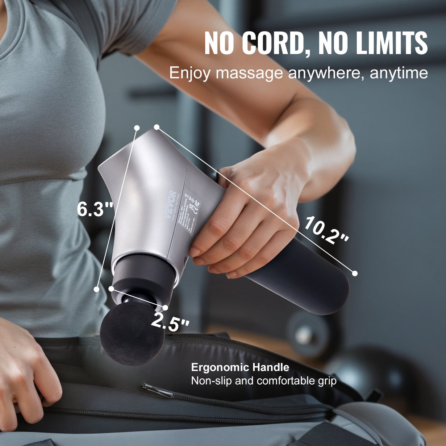 Massage Gun Deep Tissue Percussion Muscle Massager med 6 hastigheter 4 huvuden
