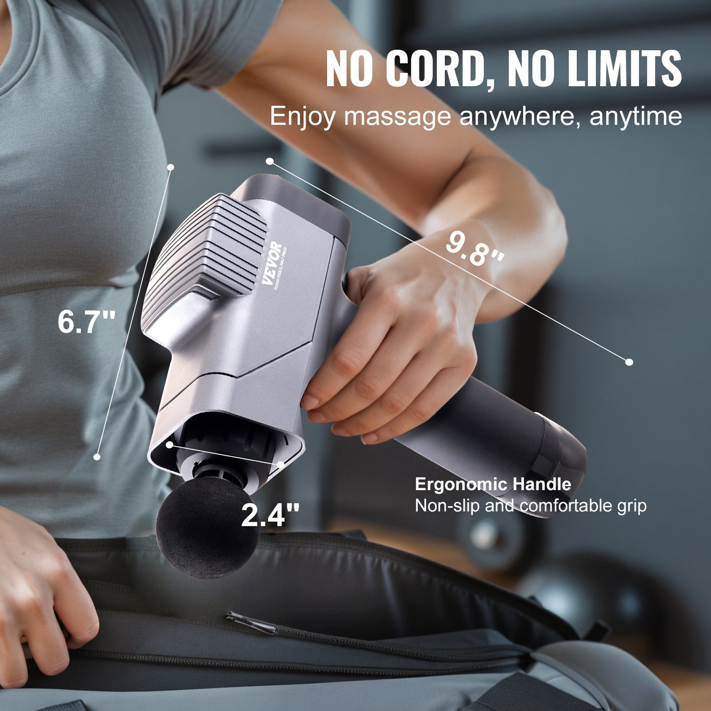 Massage Gun Deep Tissue Percussion Muscle Massager med 8 hastigheter 6 huvuden