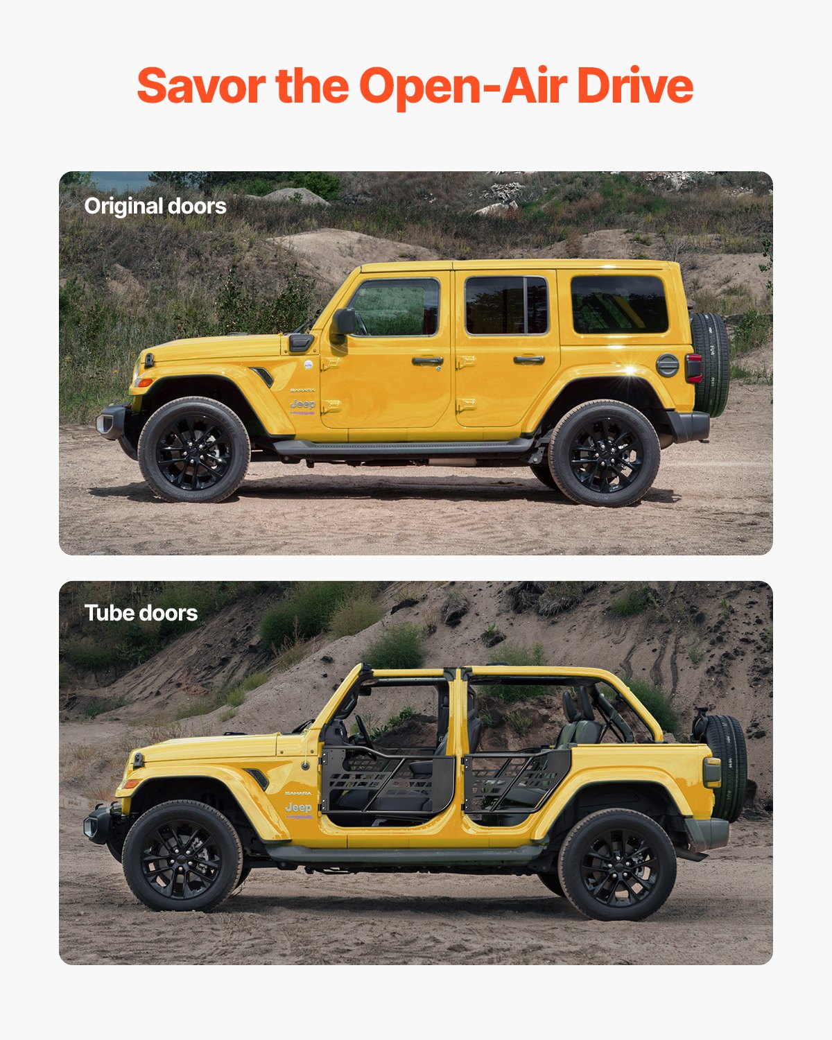 4-dörrars jeeprörsdörrar Jeeprörsdörrar för 2007-2018 Jeep Wrangler JK