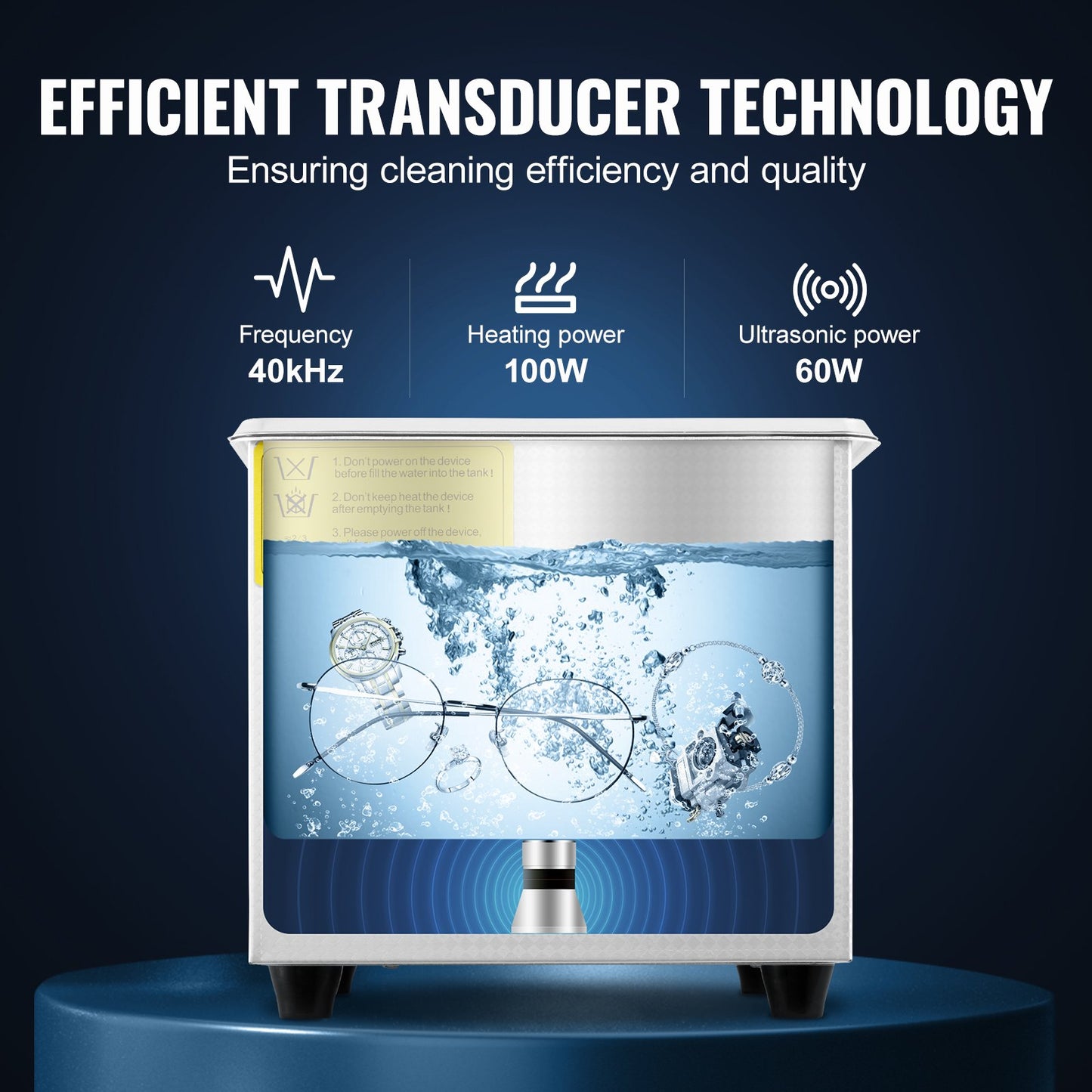 1.3L Ultrasonic Cleaner, Stainless Steel, Ultrasonic Cleaner Digital Heater Timer Jewelry Cleaner for Commercial Home Use (1.3L)
