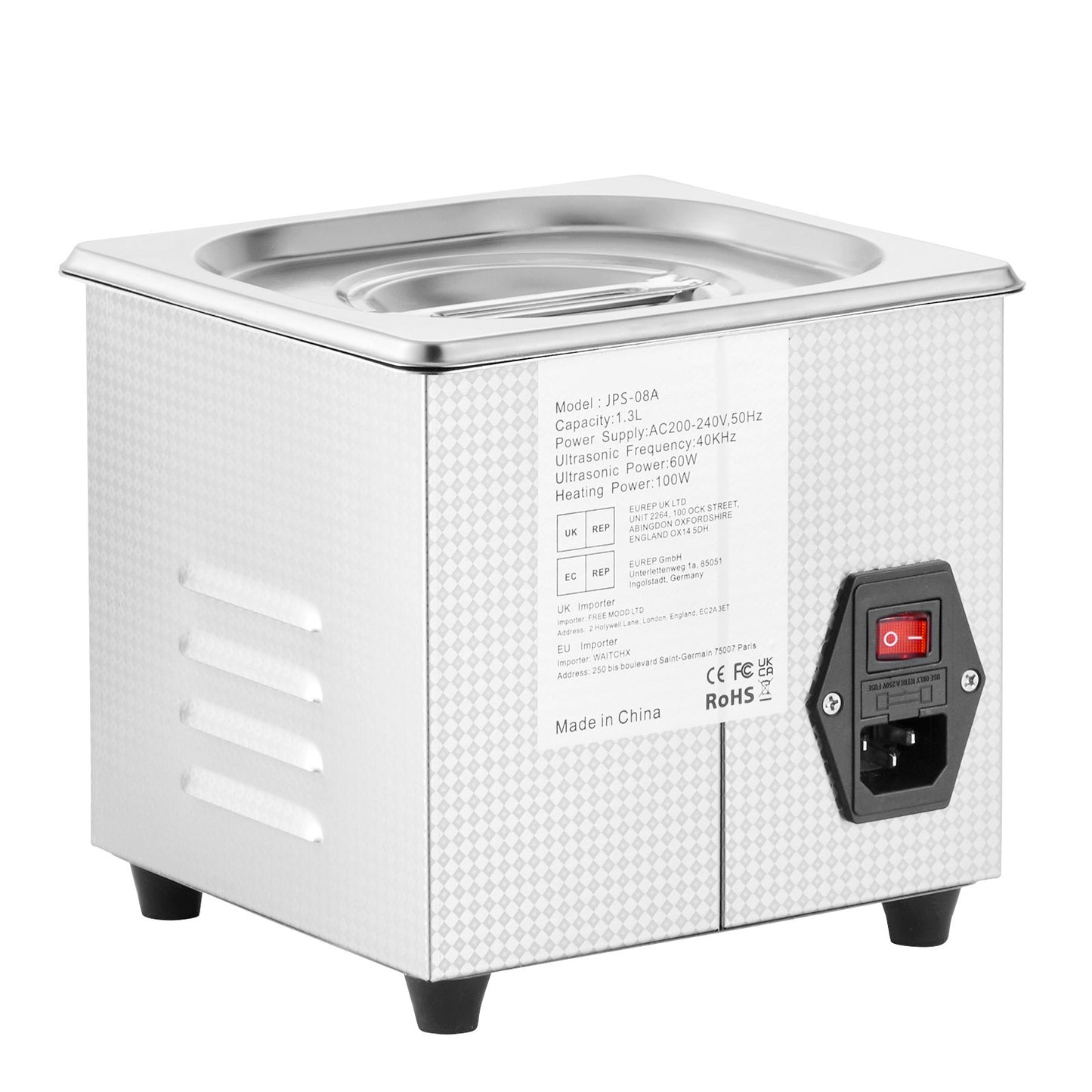 1.3L Ultrasonic Cleaner, Stainless Steel, Ultrasonic Cleaner Digital Heater Timer Jewelry Cleaner for Commercial Home Use (1.3L)