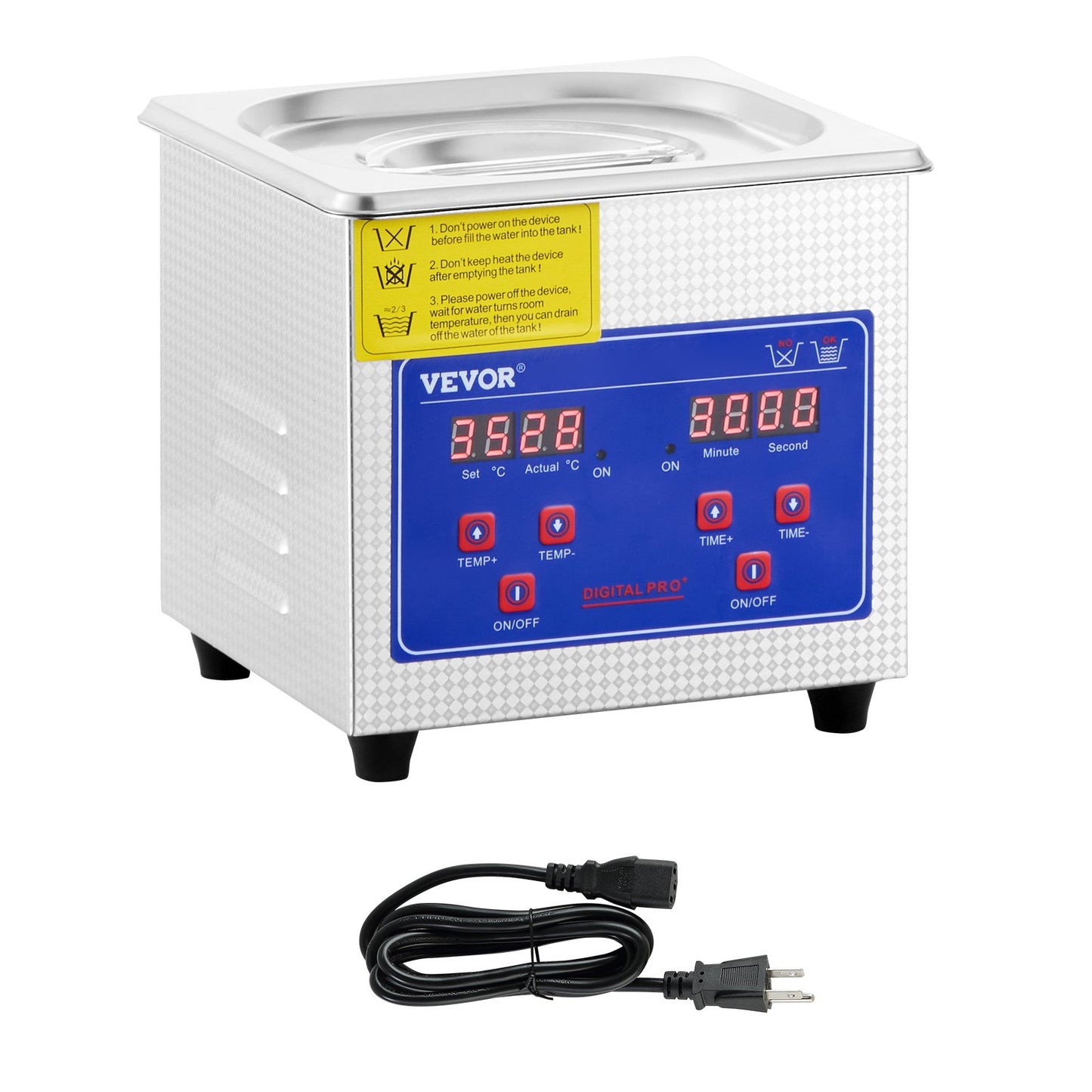 1.3L Ultrasonic Cleaner, Stainless Steel, Ultrasonic Cleaner Digital Heater Timer Jewelry Cleaner for Commercial Home Use (1.3L)