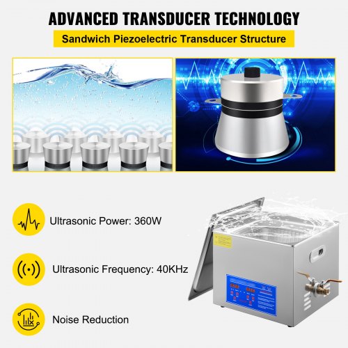 15L Ultrasonic Cleaner Stainless Steel Ultrasonic Cleaner Digital Heater Timer Jewelry Cleaner for Commercial Personal Home Use (15L) | EU