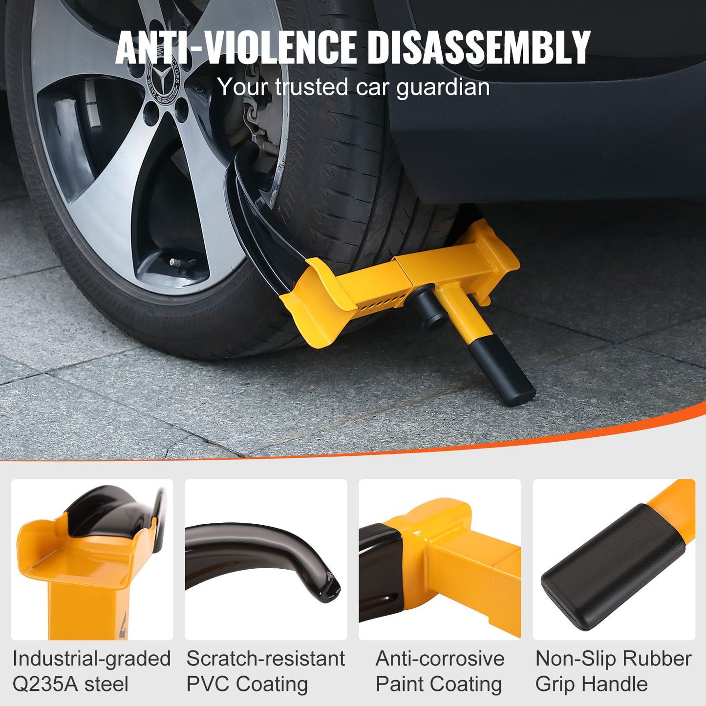 Hjullås, 2-pack Universal Hjulklämma Lås, Justerbar Stöldskydd Trailer Lock Hjulklämma, Kraftig stål Däcklås för ATV RV SUV Bil Golf Cart Båtar Motorcyklar, med 6 nycklar