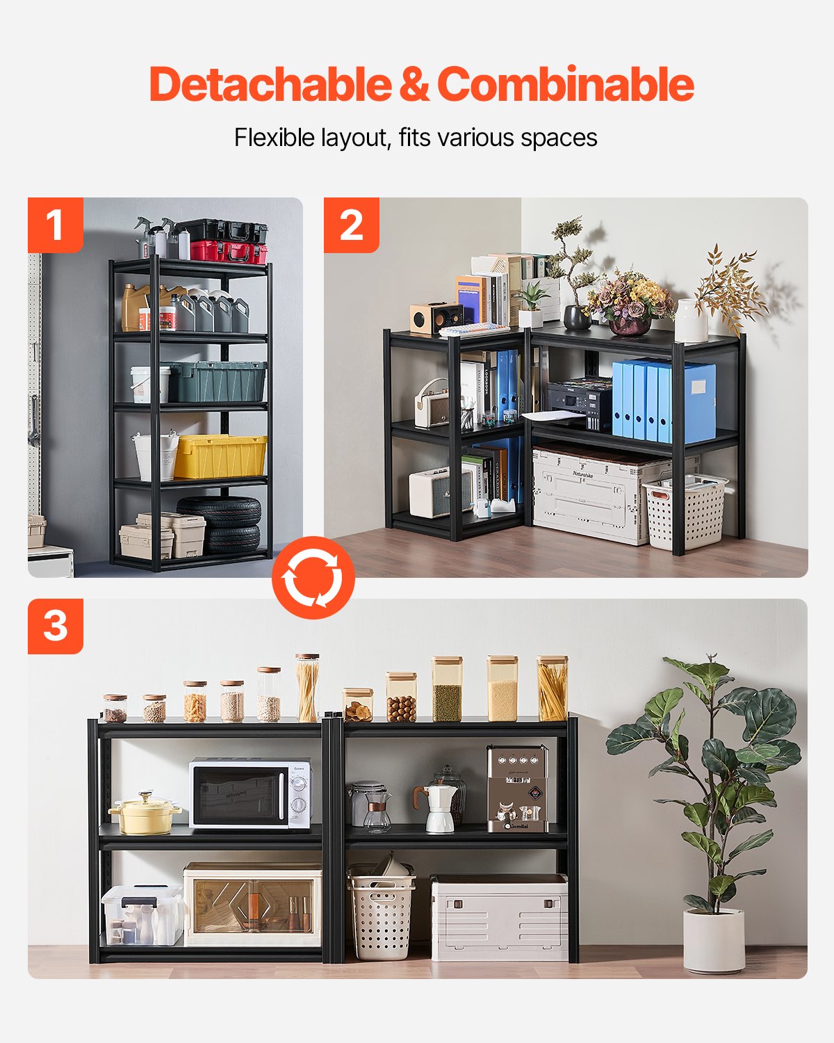 Förvaringshyllor 18" D x 36" B x 72" H 5-vånings Garage Förvaringshyllor