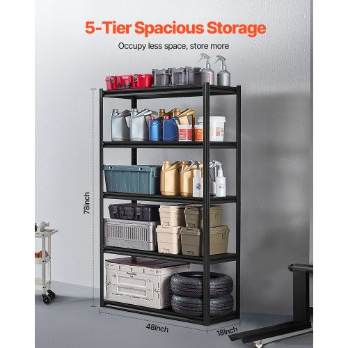 Storage Shelves 18" D x 48" W x 78" H 5-Tier Garage Storage Shelves