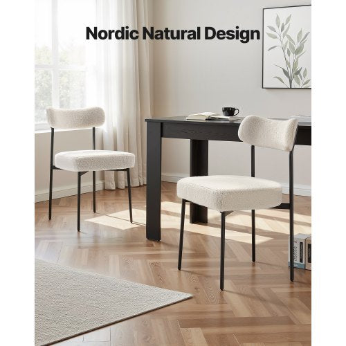 Set med 4 Bouclé Matstolar Modern Kökssidostol Böjd Ryggstöd