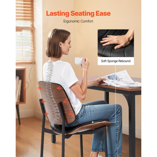Set of 2 dining chairs modern leather kitchen chair metal legs black