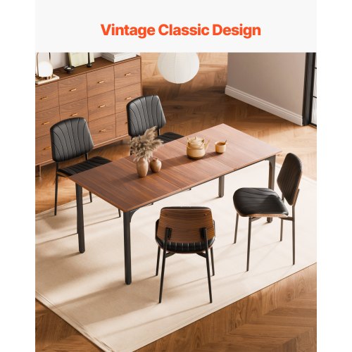 Set of 2 dining chairs modern leather kitchen chair metal legs black