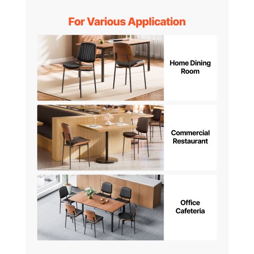 Set of 2 dining chairs modern leather kitchen chair metal legs black