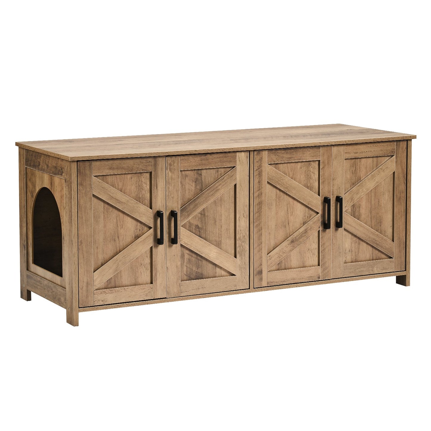 Cat litter box enclosure Wooden cat litter box Furniture hidden 2 rooms Greige
