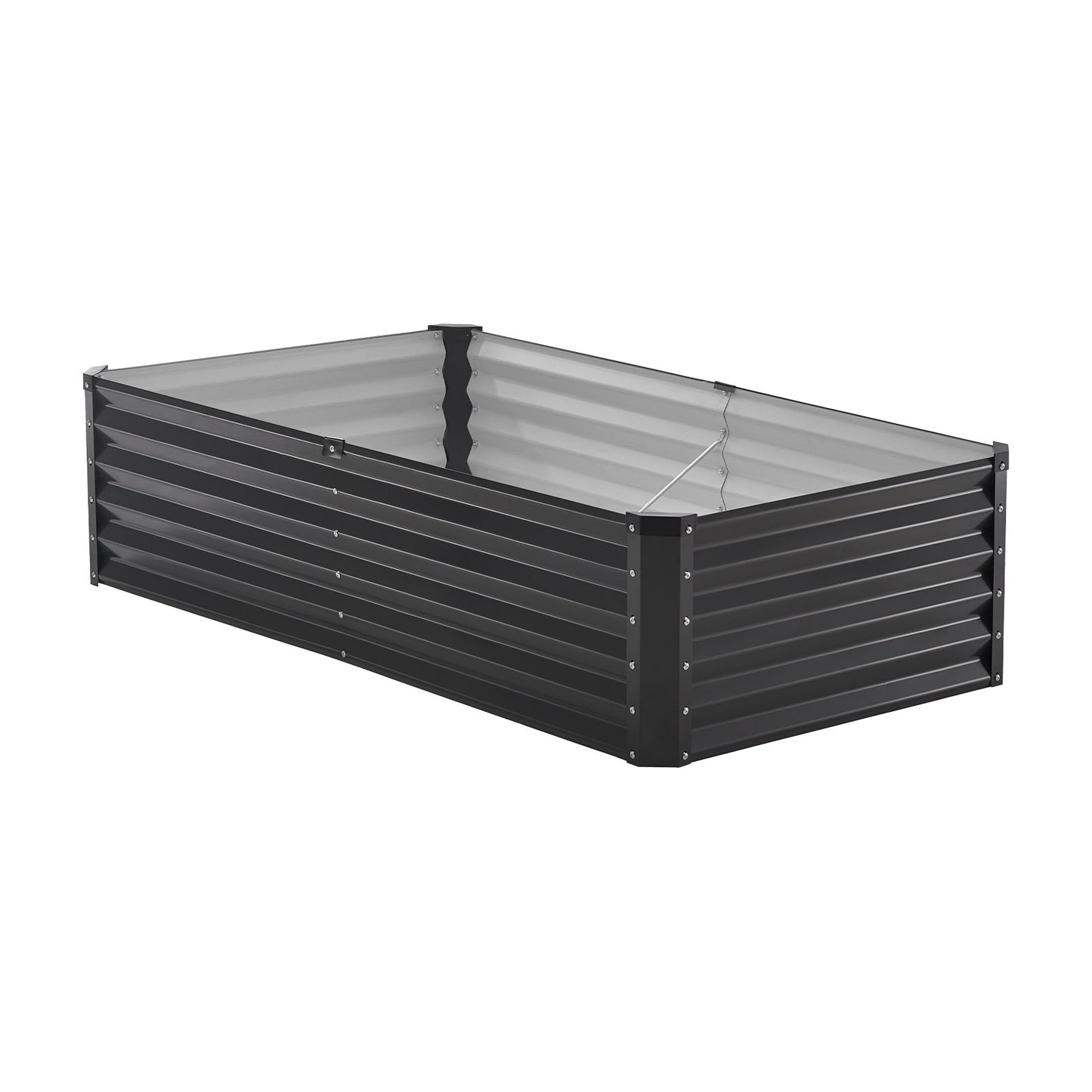 Metal Raised Garden Bed 6x3x1.5ft Outdoor Galvanized Planter Box Dark Grey