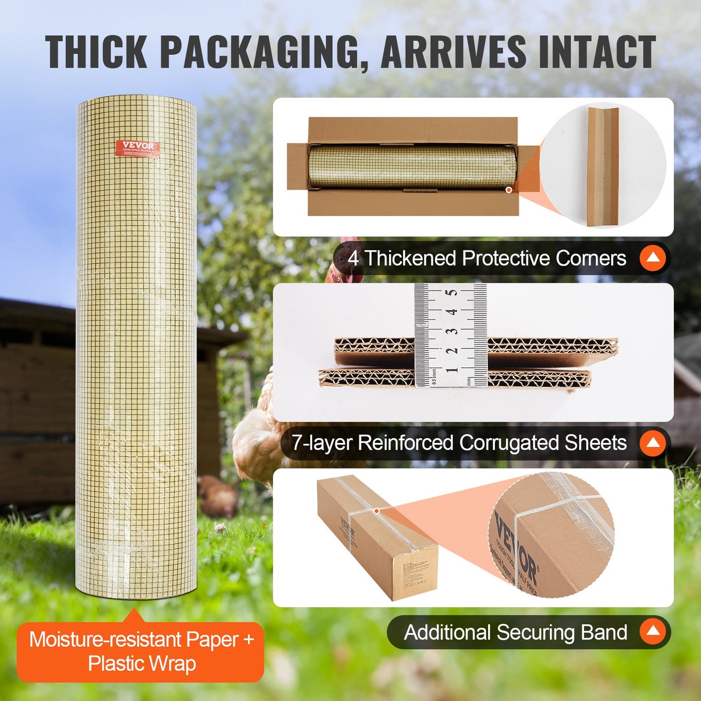 Hardware Cloth, 48 Inch x 100 Inch Galvanized Wire Mesh Roll, 19 Gauge Chicken Wire Fence Roll, Vinyl Coating Metal Wire Mesh for Chicken Coop Barrier, Rabbit Worm Fence, Poultry Enclosures